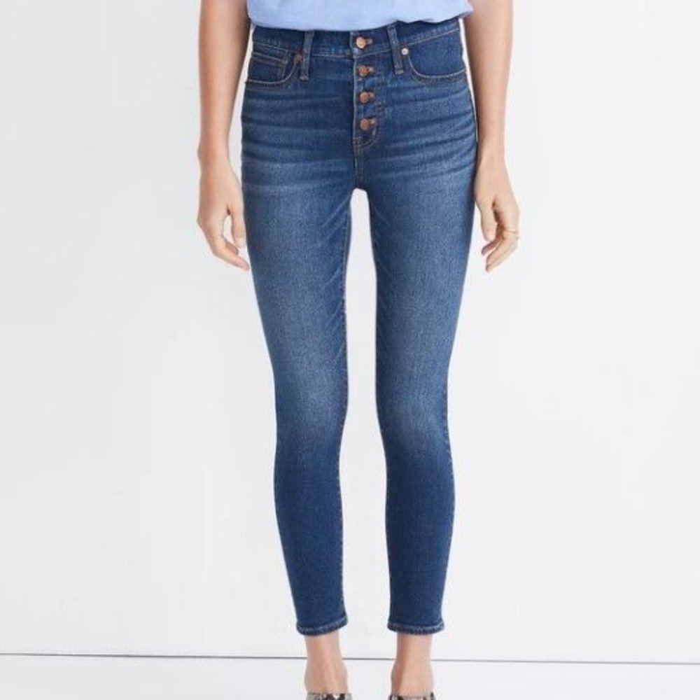 Madewell Button Fly 9" Mid-Rise Skinny Crop Jeans Women's 27 AJ173